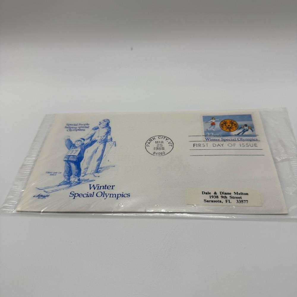 1985 Winter Special Olympics First Day of Issue 22c Stamp Envelope Park City UT